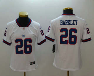 Women's New York Giants #26 Saquon Barkley White Color Rush Stitched NFL Nike Limited Jersey