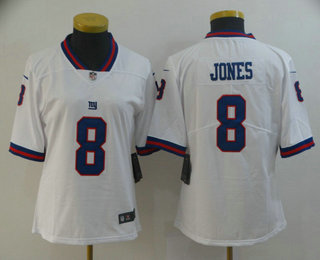 Women's New York Giants #8 Daniel Jones White 2019 Color Rush Stitched NFL Nike Limited Jersey