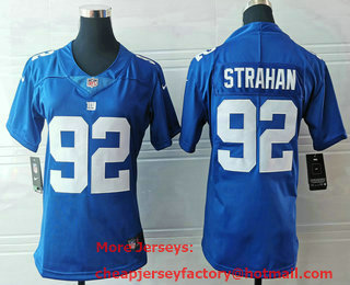 Women's New York Giants #92 Michael Strahan Blue 2017 Vapor Untouchable Stitched NFL Nike Limited Jersey
