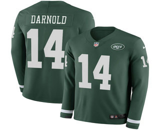 Women's New York Jets #14 Sam Darnold Nike Green Therma Long Sleeve Limited Jersey