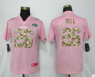 Women's New York Jets #26 Le'Veon Bell Pink Camo Fashion 2019 Vapor Untouchable Stitched NFL Nike Limited Jersey