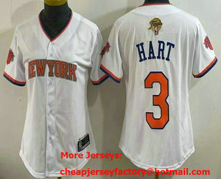 Women's New York Knicks #3 Josh Hart White 2026 Finals Patch Stitched Baseball Jersey