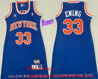 Women's New York Knicks #33 Patrick Ewing Blue Throwback Swingman Jersey Dress