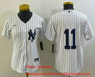 Women's New York Yankees #11 Anthony Volpe White No Name Stitched MLB Nike Cool Base Jersey
