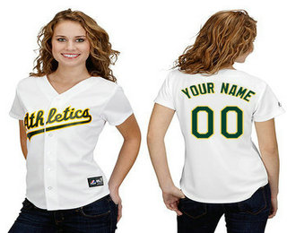 Women's Oakland Athletics Customized White Jersey