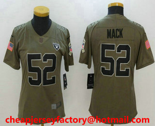 Women's Oakland Raiders #52 Khalil Mack Olive 2017 Salute To Service Stitched NFL Nike Limited Jersey