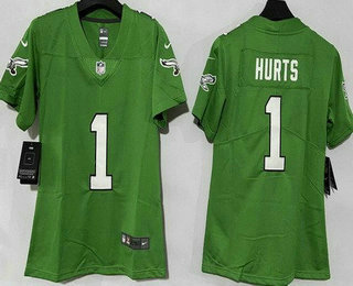 Women's Philadelphia Eagles #1 Jalen Hurts Limited Kelly Green Vapor Jersey