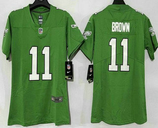 Women's Philadelphia Eagles #11 AJ Brown Limited Kelly Green Vapor Jersey