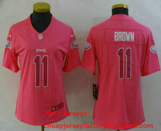 Women's Philadelphia Eagles #11 AJ Brown Pink Fashion 2017 Rush NFL Nike Limited Jersey
