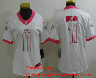 Women's Philadelphia Eagles #11 AJ Brown White Pink 2016 Color Rush Fashion NFL Nike Limited Jersey