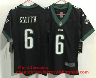 Women's Philadelphia Eagles #6 DeVonta Smith Black 2021 Vapor Untouchable Stitched NFL Nike Limited Jersey