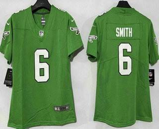 Women's Philadelphia Eagles #6 DeVonta Smith Limited Kelly Green Vapor Jersey