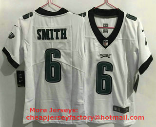 Women's Philadelphia Eagles #6 DeVonta Smith White 2021 Vapor Untouchable Stitched NFL Nike Limited Jersey