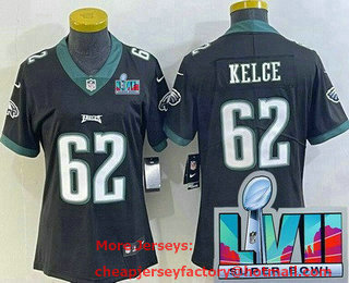 Women's Philadelphia Eagles #62 Jason Kelce Limited Black Super Bowl LVII Vapor Jersey