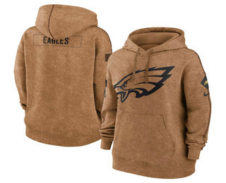 Women's Philadelphia Eagles 2023 Brown Salute to Service Pullover Hoodie