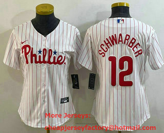 Women's Philadelphia Phillies #12 Kyle Schwarber White Stitched MLB Cool Base Nike Jersey