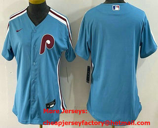 Women's Philadelphia Phillies Blank Light Blue Cooperstown Cool Base Jersey
