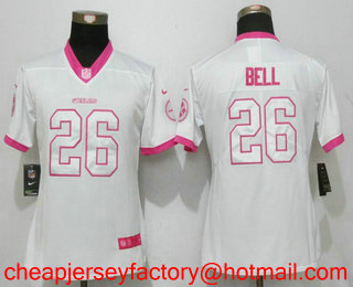 Women's Pittsburgh Steelers #26 Le'Veon Bell White Pink 2016 Color Rush Fashion NFL Nike Limited Jersey