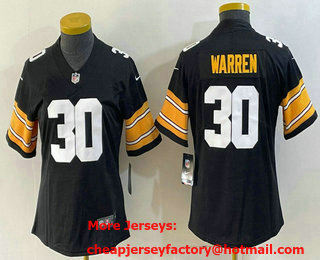 Women's Pittsburgh Steelers #30 Jaylen Warren Black Vapor Limited Stitched Jersey