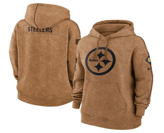 Women's Pittsburgh Steelers 2023 Brown Salute to Service Pullover Hoodie