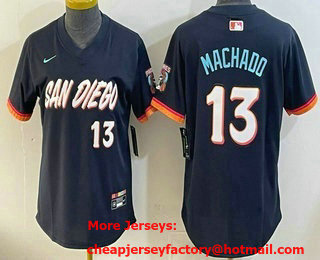 Women's San Diego Padres #13 Manny Machado Navy 2026 City Connect Stadium Jersey