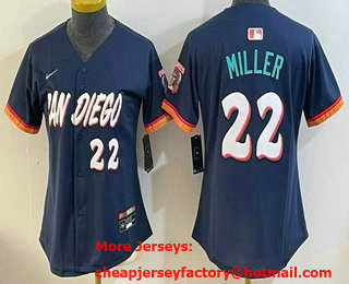 Women's San Diego Padres #22 Mason Miller Navy 2026 City Connect Stadium Jersey