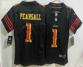 Women's San Francisco 49ers #1 Ricky Pearsall Limited Black Rivalries Vapor Jersey