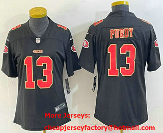 Women's San Francisco 49ers #13 Brock Purdy Black Red Fashion Vapor Limited Stitched Jersey