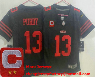 Women's San Francisco 49ers #13 Brock Purdy Limited Black 2024 C Patch Vapor Jersey