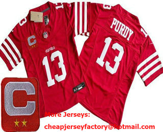Women's San Francisco 49ers #13 Brock Purdy Limited Red 2024 C Patch FUSE Vapor Jersey