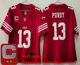 Women's San Francisco 49ers #13 Brock Purdy Limited Red 2024 C Patch Vapor Jersey