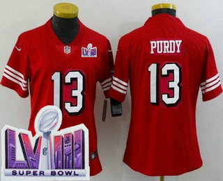 Women's San Francisco 49ers #13 Brock Purdy Limited Red Throwback LVIII Super Bowl Vapor Jersey