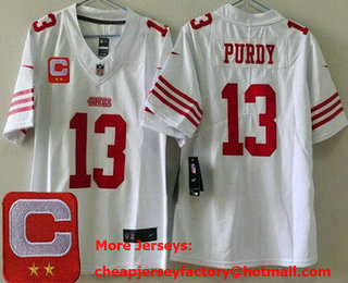 Women's San Francisco 49ers #13 Brock Purdy Limited White 2024 C Patch Vapor Jersey