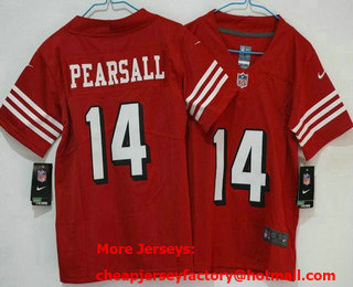 Women's San Francisco 49ers #14 Ricky Pearsall Limited Red Throwback Vapor Jersey