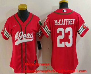 Women's San Francisco 49ers #23 Christian McCaffrey Red Mexico Cool Base Stitched Baseball Jersey
