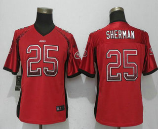 Women's San Francisco 49ers #25 Richard Sherman Red Drift Fashion NFL Nike Elite Jersey