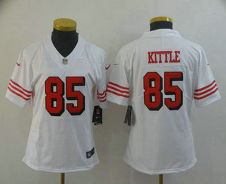 Women's San Francisco 49ers #85 George Kittle White New 2018 Color Rush Vapor Untouchable Limited Jersey