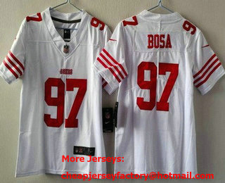 Women's San Francisco 49ers #97 Nick Bosa Limited White Vapor Jersey