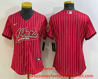Women's San Francisco 49ers Blank Red With Patch Cool Base Stitched Baseball Jersey
