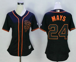 Women's San Francisco Giants #24 Willie Mays Retired Black SF Cool Base Baseball Jersey