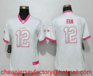 Women's Seattle Seahawks 12th Fan White Pink 2016 Color Rush Fashion NFL Nike Limited Jersey