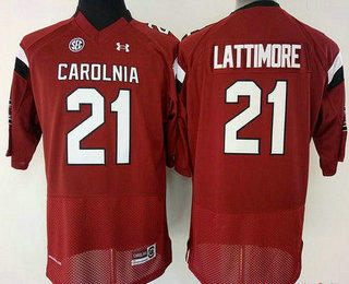 Women's South Carolina Gamecocks #21 Marcus Lattimore Red Stitched College Football Under Armour NCAA Jersey