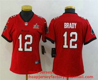 Women's Tampa Bay Buccaneers #12 Tom Brady Red 2021 Super Bowl LV Vapor Untouchable Stitched Nike Limited NFL Jersey