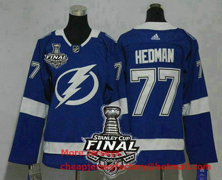Women's Tampa Bay Lightning #77 Victor Hedman Light Blue 2020 Stanley Cup Final Patch Adidas Stitched NHL Jersey