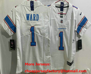 Women's Tennessee Titans #1 Cameron Ward Limited White Vapor Jersey