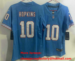 Women's Tennessee Titans #10 DeAndre Hopkins Blue Limited Stitched Throwback Jersey