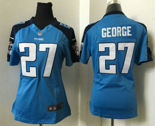 Women's Tennessee Titans #27 Eddie George Light Blue Retired Player NFL Nike Game Jersey