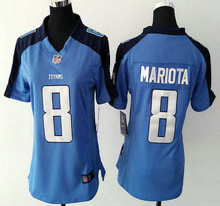 Women's Tennessee Titans #8 Marcus Mariota Light Blue Team Color NFL Nike Game Jersey