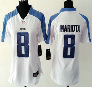 Women's Tennessee Titans #8 Marcus Mariota White Road NFL Nike Game Jersey