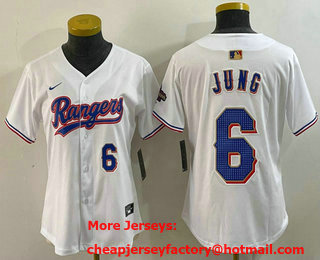 Women's Texas Rangers #6 Josh Jung Number White 2024 Gold Collection Limited Cool Base Jersey 11